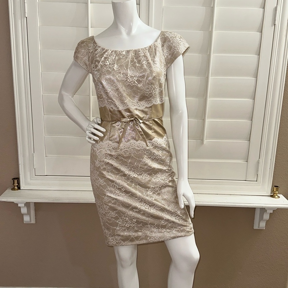 Trina Turk Metallic Lace Cocktail Dress 2